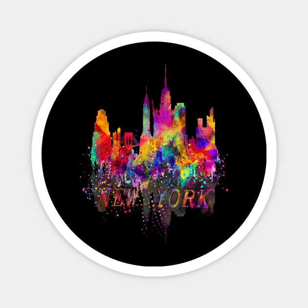 New york skyline colorful souvenir Magnet by MarrinerAlex